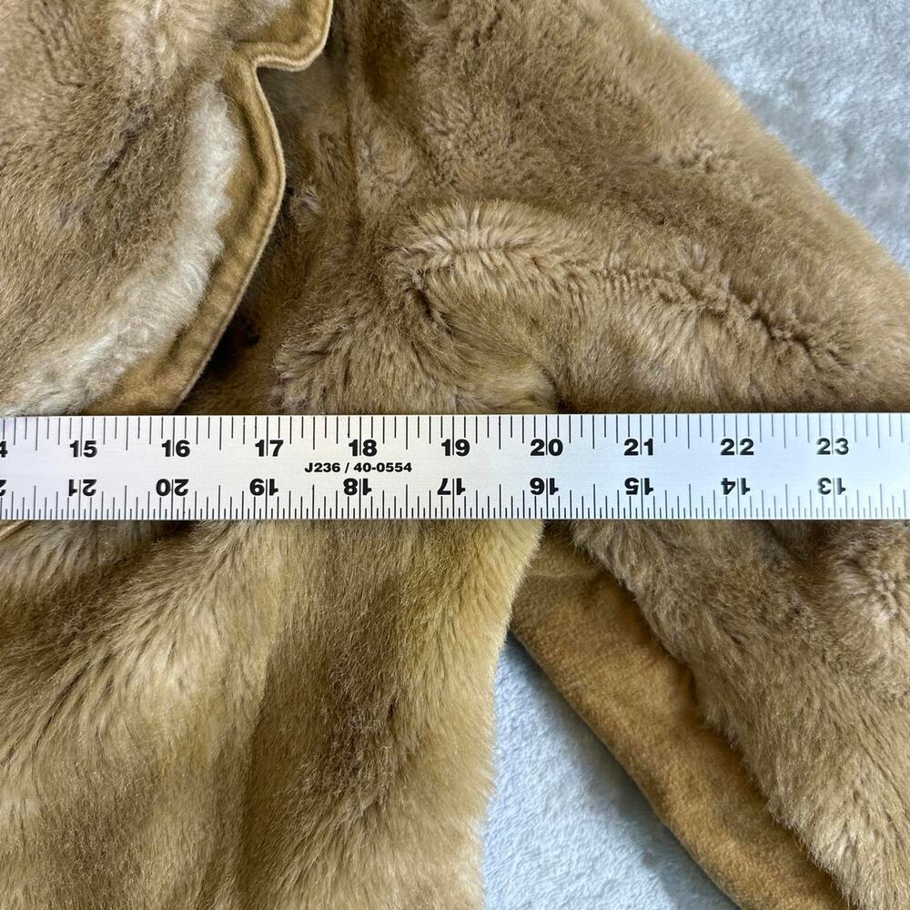Vintage Grandella Faux Fur Coat Womens Size 12 Brown Plush Jacket Retro - Picture 5 of 6